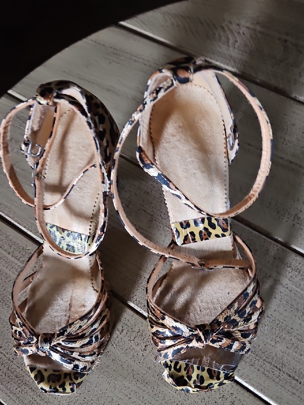 Leopard Print Strappy Women’s Heels - Brown - Picture 3 of 7